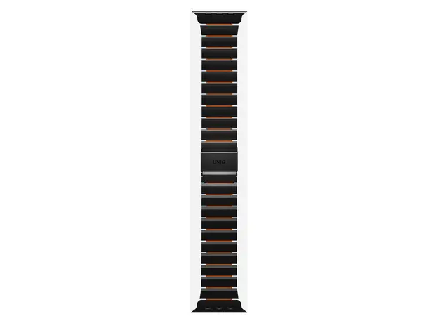 Smart Watch Band Uniq Strova Flex Apple Watch 49/46/45/44MM, Stainless Steel, Midnight Black/Volt Orange