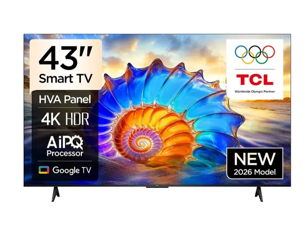 TCL TV 43"(109cm)/ 43V6D Google TV 4K HDR10 WiFi5 BT5.2 Dolby Audio 10W 200X200