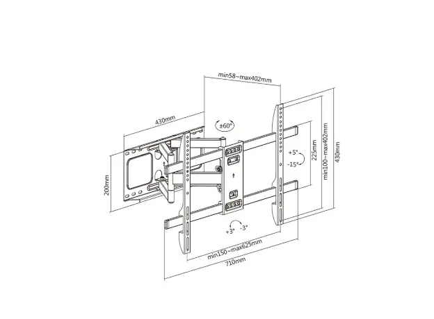 TV wall mount Stell Extensible adjustable mount for TV 37" - 80" Max. loading: 50 kg SHO 5630, 5 image