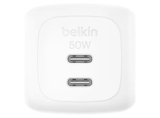 Adapter Belkin BoostCharge Pro 50W Dual USB-C GaN Wall Charger with PPS WCH019kqWH, White, 2 image