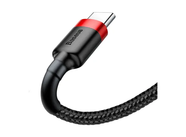 Cable Baseus Cafule USB-A to Type-C 3A 0.5m CATKLF-A91, Black/Red, 3 image