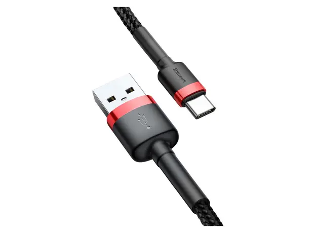 Cable Baseus Cafule USB-A to Type-C 3A 0.5m CATKLF-A91, Black/Red, 4 image