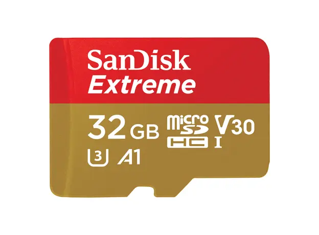 Memory Card SanDisk 32GB Extreme microSDHC UHS-I Card + SD Adapter 100MB/s V30 A1 SDSQXAF-032G-GN6AA