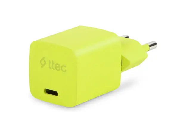 Charger Ttec 2SCG20LNS SmartCharger GaN 20W PD, USB-C + USB-C to Lightning cable, 120 cm, Neon Yellow, 3 image