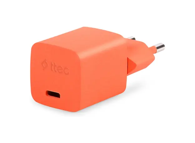 Charger Ttec 2SCG20LNT SmartCharger GaN 20W PD, USB-C + USB-C to Lightning cable, 120 cm, Neon Orange, 4 image