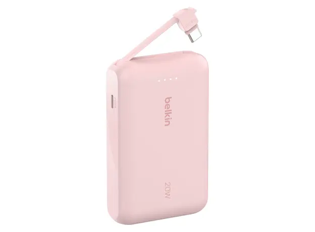 Power Bank Belkin BoostCharge Power Bank 10000mAh 20W With Integrated USB-C Cable BPB021HQPK Pink, 2 image
