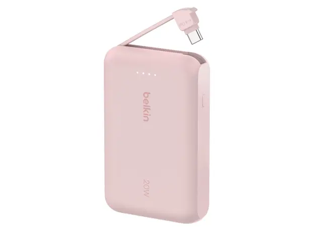 Power Bank Belkin BoostCharge Power Bank 10000mAh 20W With Integrated USB-C Cable BPB021HQPK Pink, 3 image