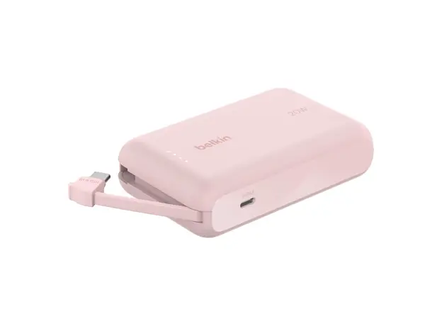 Power Bank Belkin BoostCharge Power Bank 10000mAh 20W With Integrated USB-C Cable BPB021HQPK Pink