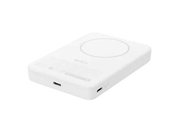 Power Bank Belkin BoostCharge Slim Magnetic 10000mAh Qi2 15W with Stand BPD016hqWH, White, 2 image