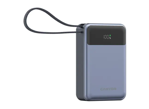 Power Bank CANYON OnPower 600 CNS-CPB600DG 20000mAh, PD 65W, Built-in USB-C Cable, LCD, Dark Grey, 3 image