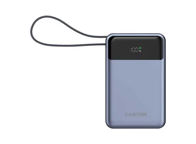 Power Bank CANYON OnPower 600 CNS-CPB600DG 20000mAh, PD 65W, Built-in USB-C Cable, LCD, Dark Grey, 4 image