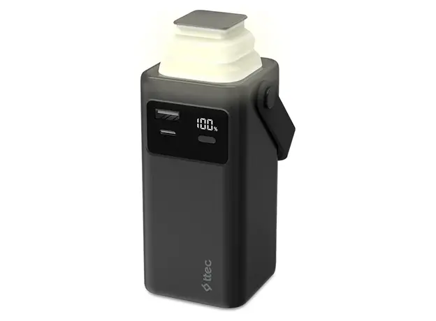 Power Bank Ttec ReCharger Extreme LCD 2BB238S, 20000mAh, PD 20W, Built-in USB-C & Lightning Cables, LED Torch, Black, 3 image