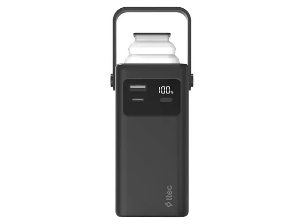 Power Bank Ttec ReCharger Extreme LCD 2BB238S, 20000mAh, PD 20W, Built-in USB-C & Lightning Cables, LED Torch, Black
