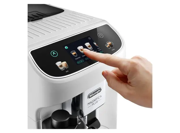 Coffee Machine Delonghi ECAM320.60.W Magnifica Plus, 1450W, 15 bar, 1.9 L, LatteCrema Hot, 3.5" Touch Display, White, 2 image