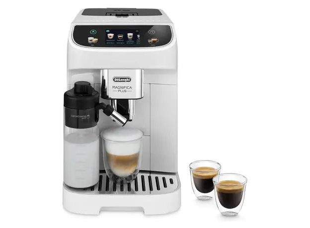 Coffee Machine Delonghi ECAM320.60.W Magnifica Plus, 1450W, 15 bar, 1.9 L, LatteCrema Hot, 3.5" Touch Display, White