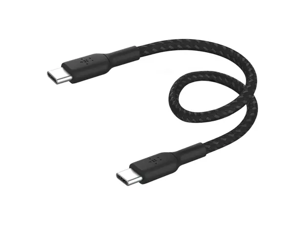 USB Cable Belkin BoostCharge Braided USB-C to USB-C Cable 60W, 0.15m, Black CAB004bt0MBK