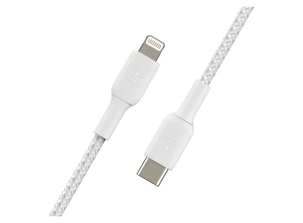 USB Cable Belkin BoostCharge USB-C to Lightning Braided Cable 1M CAA004bt1MWH White, 3 image