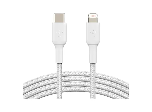 USB Cable Belkin BoostCharge USB-C to Lightning Braided Cable 1M CAA004bt1MWH White, 4 image