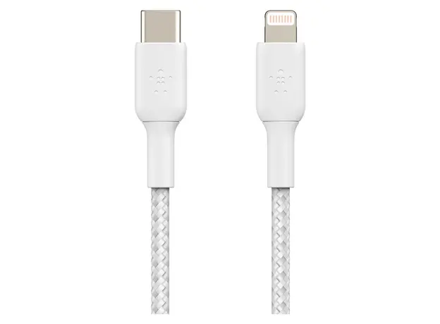 USB Cable Belkin BoostCharge USB-C to Lightning Braided Cable 1M CAA004bt1MWH White