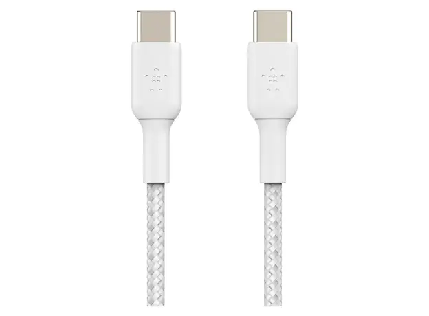USB Cable Belkin BoostCharge USB-C to USB-C Braided Cable 60W 1M CAB004bt1MWH, White, 3 image