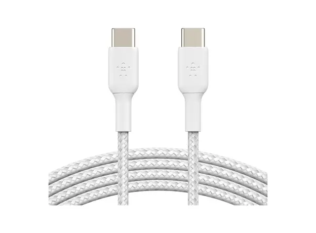 USB Cable Belkin BoostCharge USB-C to USB-C Braided Cable 60W 1M CAB004bt1MWH, White