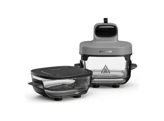 Air Fryer Dreame Tasti PT60, 2.5 L + 4.5 L Glass Containers, 1500 W, 60–200°C, Grey, 2 image