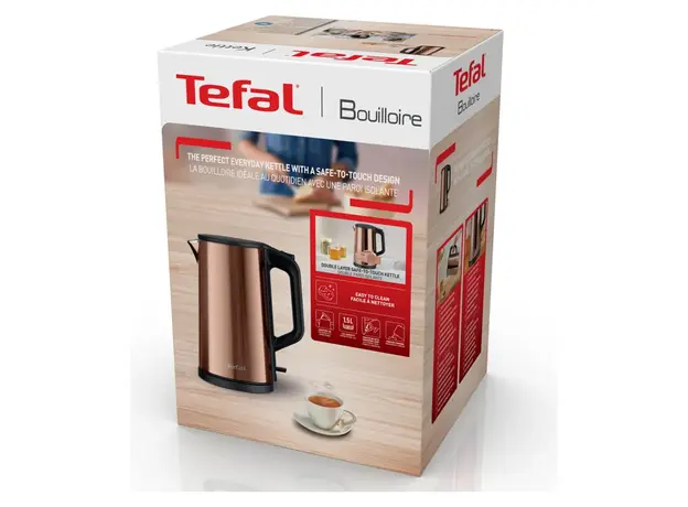 Electric Kettle Tefal KI583C10 Bouilloire, 1.5L, 2000W, Double Wall, Stainless Steel, Bronze, 4 image