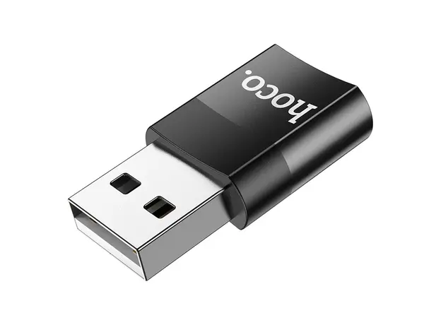 Adapter Hoco UA17 USB-A Male to Type-C Female, USB 2.0, OTG, Black, 2 image