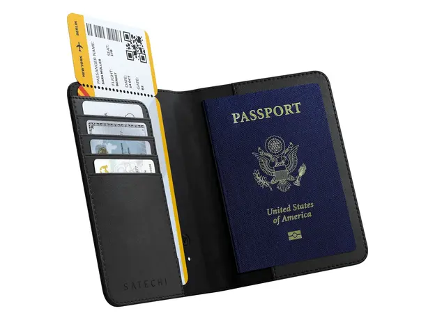 Passport Cover Satechi Vegan-Leather FindAll Passport Cover ST-VPCK, Apple Find My, RFID Protection, Wireless Charging, Black, 3 image