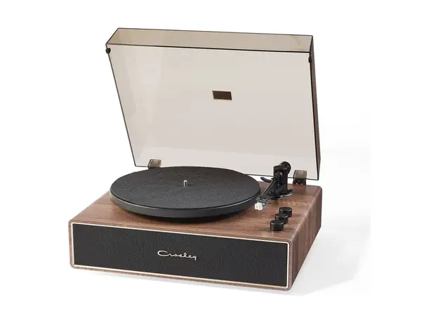 Record Player Crosley Stave CR6046A-WAGL, Walnut/Gold, Bluetooth, 60W Speakers, Audio-Technica ATN3600L, 33/45 RPM
