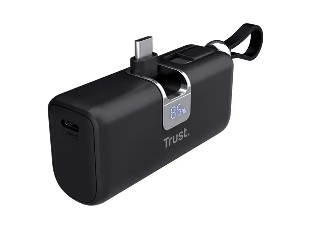 Power Bank Trust Pacto 5000mAh PD Pocket Powerbank 26104, 20W, USB-C, Black, 5 image