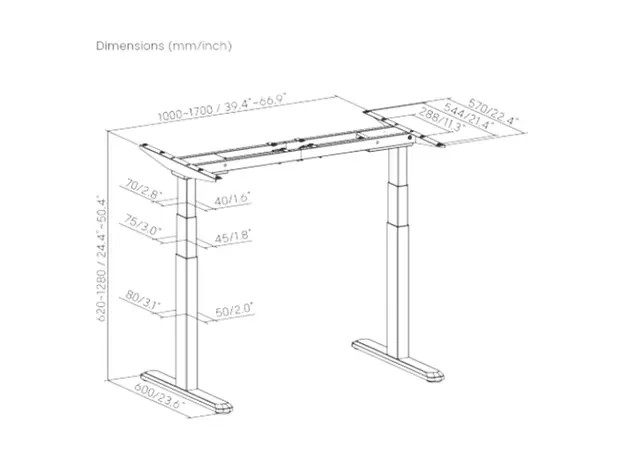 Sit-Stand Desk Vertex VX-2SSD-05B Smart-Controlled Dual-Motor, 1400x700 mm, 620-1280 mm, Black, 5 image