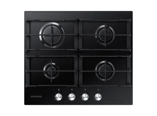 Gas Hob Samsung NA64H3000AK/WT, 4 Burners, 60 cm, Tempered Glass, Cast Iron Grates, Black, 2 image