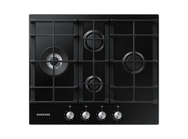 Gas Hob Samsung NA64H3030BK/WT 60 cm, 4 burners, tempered glass, cast iron grates, Black, 2 image