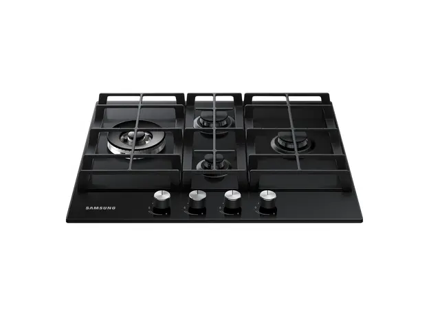 Gas Hob Samsung NA64H3030BK/WT 60 cm, 4 burners, tempered glass, cast iron grates, Black