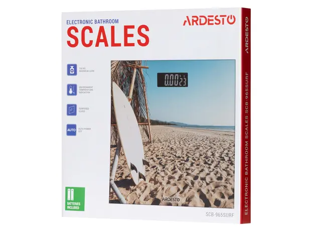 Floor Scale ARDESTO SCB-965SURF SURF, 150 kg, 2xAAA Included, Glass, Multicolor, 5 image