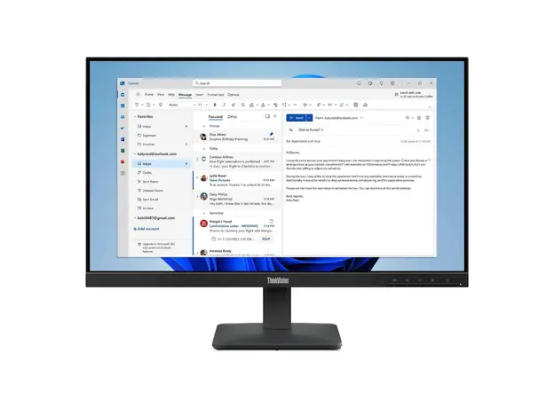 Monitor Lenovo ThinkVision S24-4e 64B5KAT1EU 23.8" FHD IPS 100Hz 4ms HDMI VGA Raven Black, 2 image