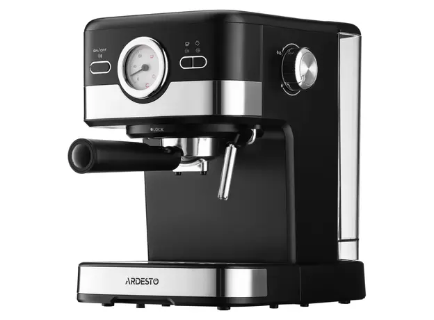 Coffee Maker ARDESTO YCM-E16B, 1100W, 20 bar, 1.5 L, Cappuccino Maker, Black/Silver, 2 image