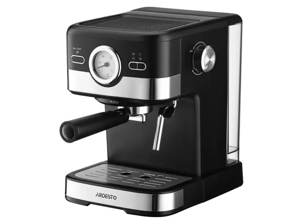 Coffee Maker ARDESTO YCM-E16B, 1100W, 20 bar, 1.5 L, Cappuccino Maker, Black/Silver