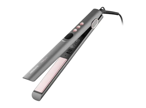 Hair Straightener ARDESTO HC-R360PT Pink Touch, 52W, 150-230°C, Ceramic Plates, LED Display, Grey/Pink