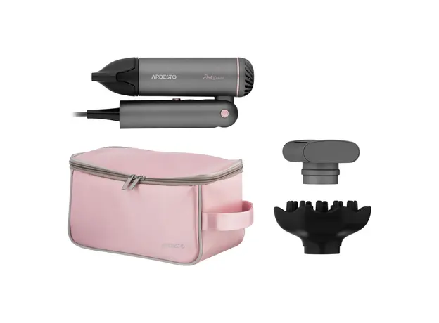 Hair Dryer ARDESTO HD-R360PT Pink Touch, 1300W, BLDC Motor, 2 Speeds, 3 Heat Settings, Foldable Handle, Gray/Pink, 6 image