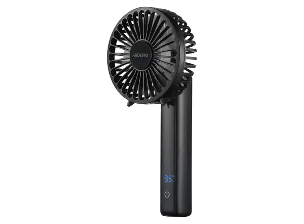 Fan ARDESTO FN-HS-2000, Handheld/Desktop, 5W, 2000 mAh Battery, Digital Display, Black, 2 image