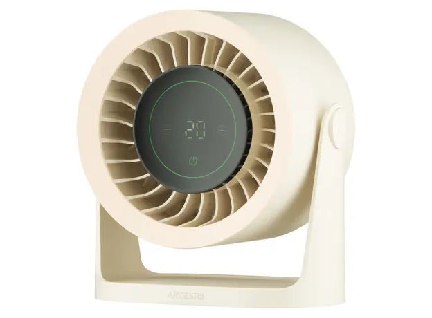 Fan ARDESTO FT-M75BG OneBreeze, 5W, Desktop/Wall-Mounted, 12 cm, 3600 mAh Battery, Touch Control, Display, USB-C, Beige