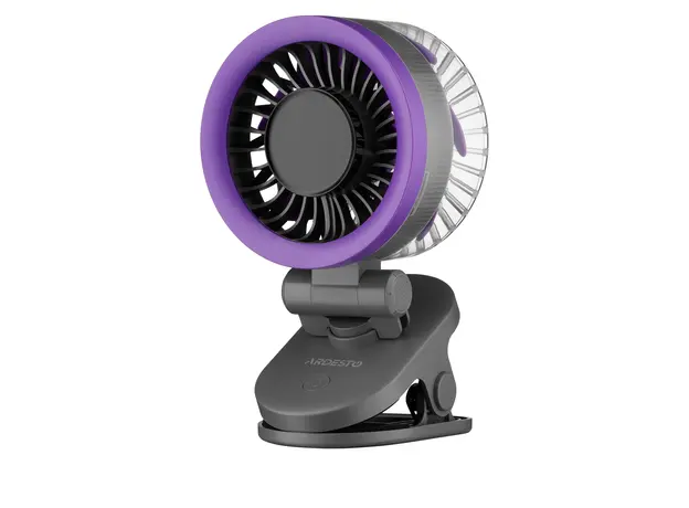 Fan ARDESTO FT-M83GR OneBreeze, Desktop/Wall-Mounted, Clip, 9 cm, Display, 3600 mAh Battery, USB-C, Grey, 2 image