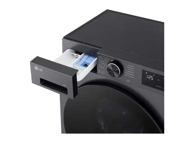 Washing Machine LG F2X5PYNY6.AEBQME3, 8 kg, 1200 rpm, TurboWash 39, AI Wash, Wi-Fi (ThinQ), Black, 5 image