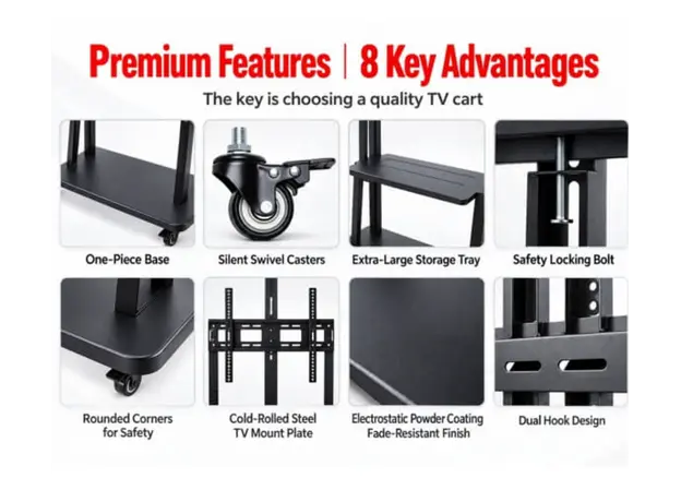 TV mount Allscreen C2100, 40"-75", TV Mount With Roller, Black, 6 image