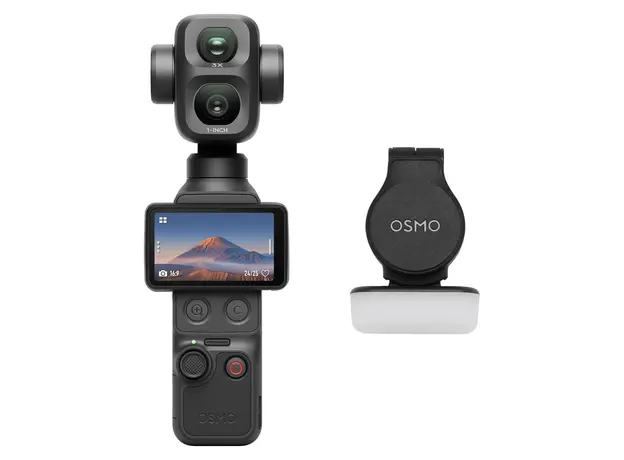 Action Camera DJI Osmo Pocket 4P Standard Combo, 1" CMOS + 60mm Med-Tele, 4K/240fps, 3-Axis Gimbal, 103GB, Classic Black