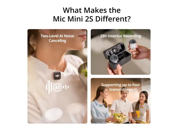Microphone DJI Mic Mini 2S (2 TX + 1 RX + Charging Case), Wireless, 32-bit Float Internal Recording, 400 m, 2 image