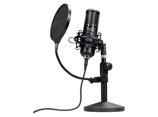Microphone Trust GXT 269 Emita II 25769, Streaming, Condenser, Cardioid, with Table Stand, Black