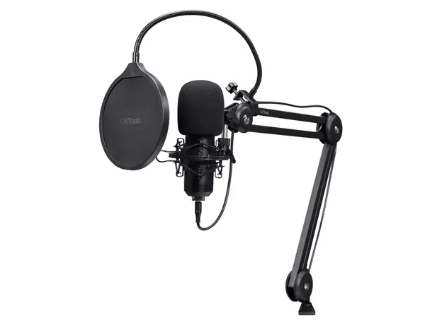 Microphone Trust GXT 270 Emita II+ 25770, USB Streaming Microphone with Adjustable Arm, Cardioid, Black